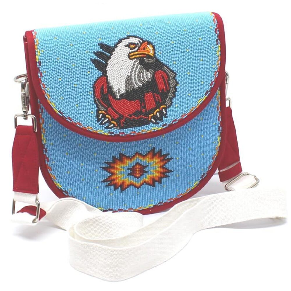 2028 Handmade Beaded Handbag, Native American Style Seed Beads Crossbody